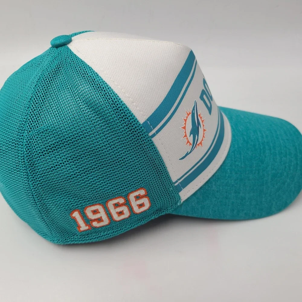 Miami Dolphins Hat Fitted M-L Mesh New Era 39Thirty‎ Aqua White NFL Football Men